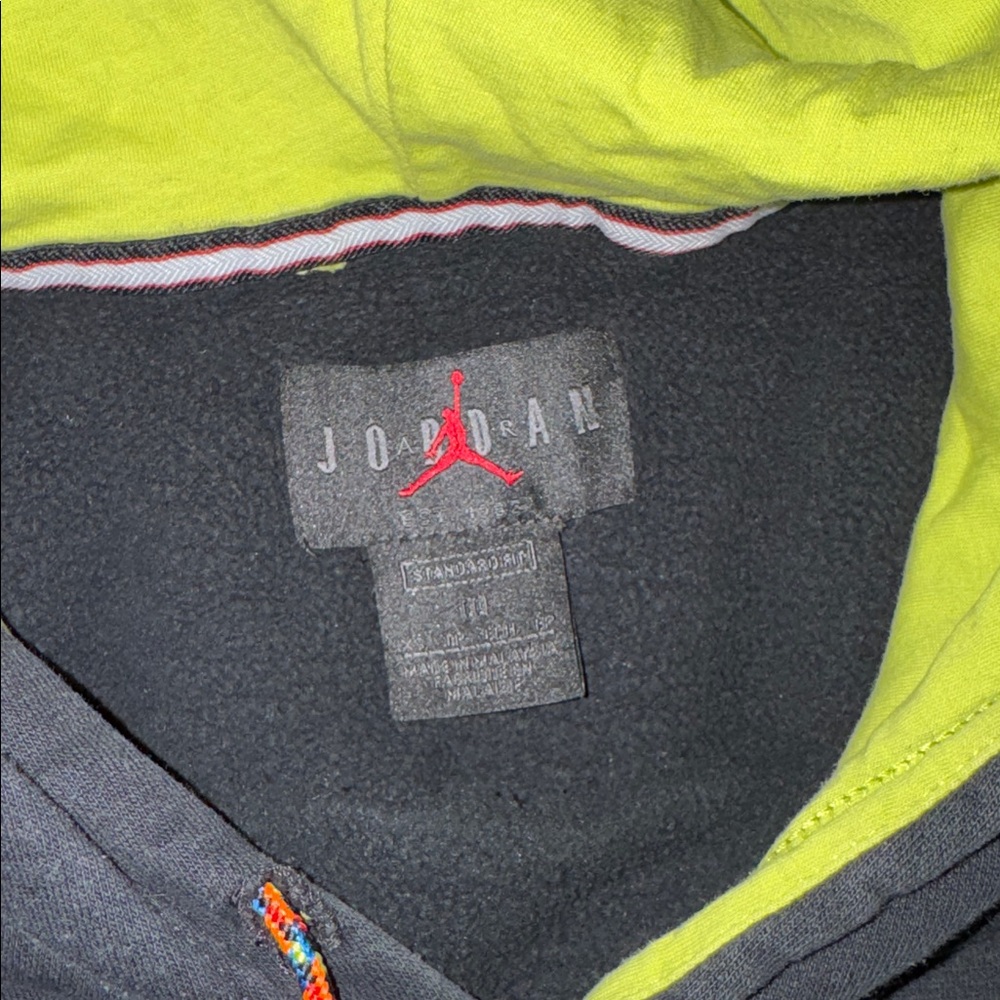 Jordan mens Black Hoodie with Neon Yellow Details - Picture 4 of 4